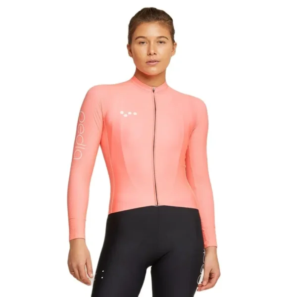 The Pedla Team Women Pro Cycling Jersey BOLD Print Coolmax Long Sleeve Riding Tops Wear Coolmax Bicycle Shirts Pink Blue 5